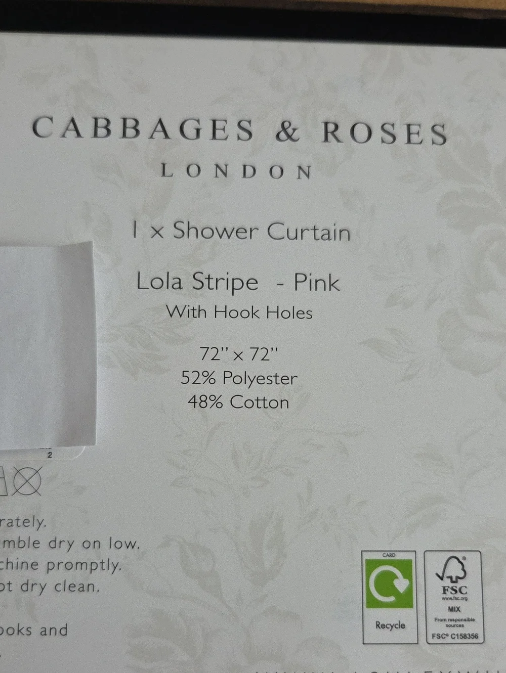 Cabbages & Roses London Fabric shower curtain LOLA STRIPE pink Roses